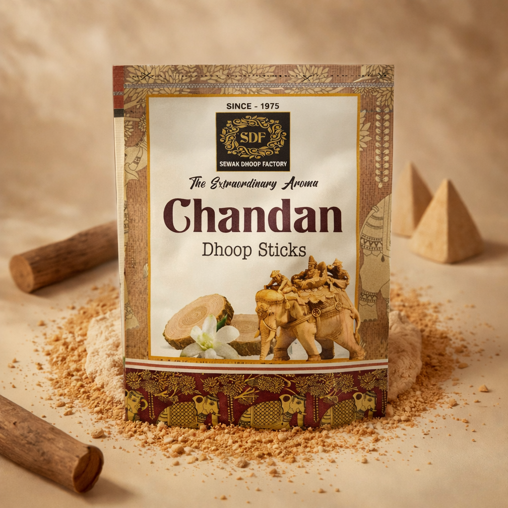 Chandan Dhoop Sticks with sandalwood fragrance by Sewak Dhoop Factory
