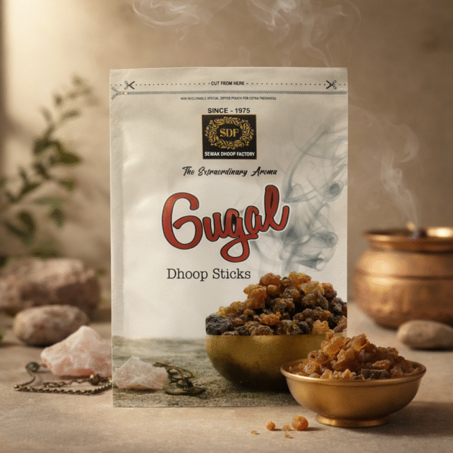 Gugal Dhoop Sticks made from natural guggal resin by Sewak Dhoop Factory