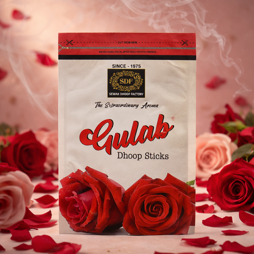 Gulab Dhoop Sticks Premium Rose Fragrance by Sewak Dhoop Factory