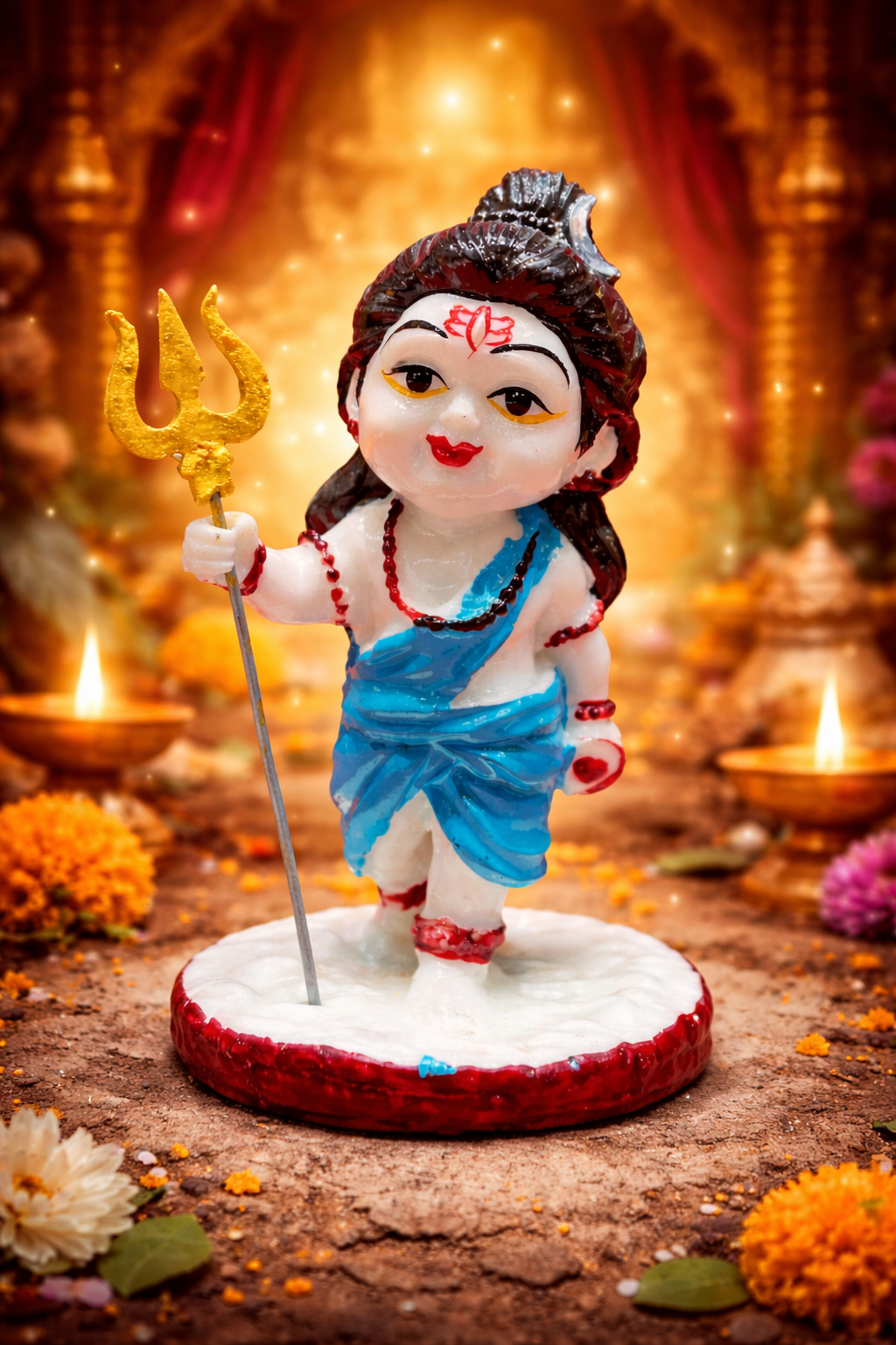 Baby Shiv idol 4 inch with trishul for home temple