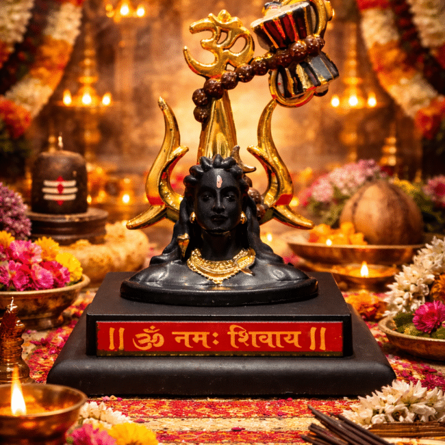 Shiv Ji Idol with Om Trishul and Damru for home temple