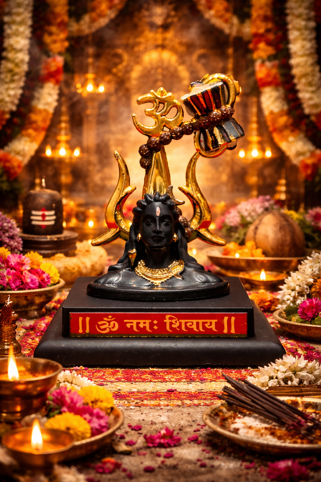 Shiv Ji Idol with Om Trishul and Damru for home temple