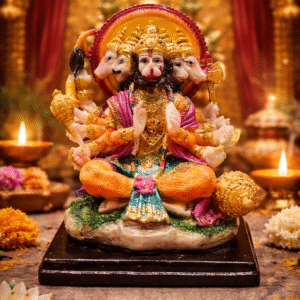 Panchmukhi Hanuman Ji Idol 5x4 Inch – Five Face Hanuman Murti for Puja, Home Temple & Car Dashboard | Sewak Dhoop